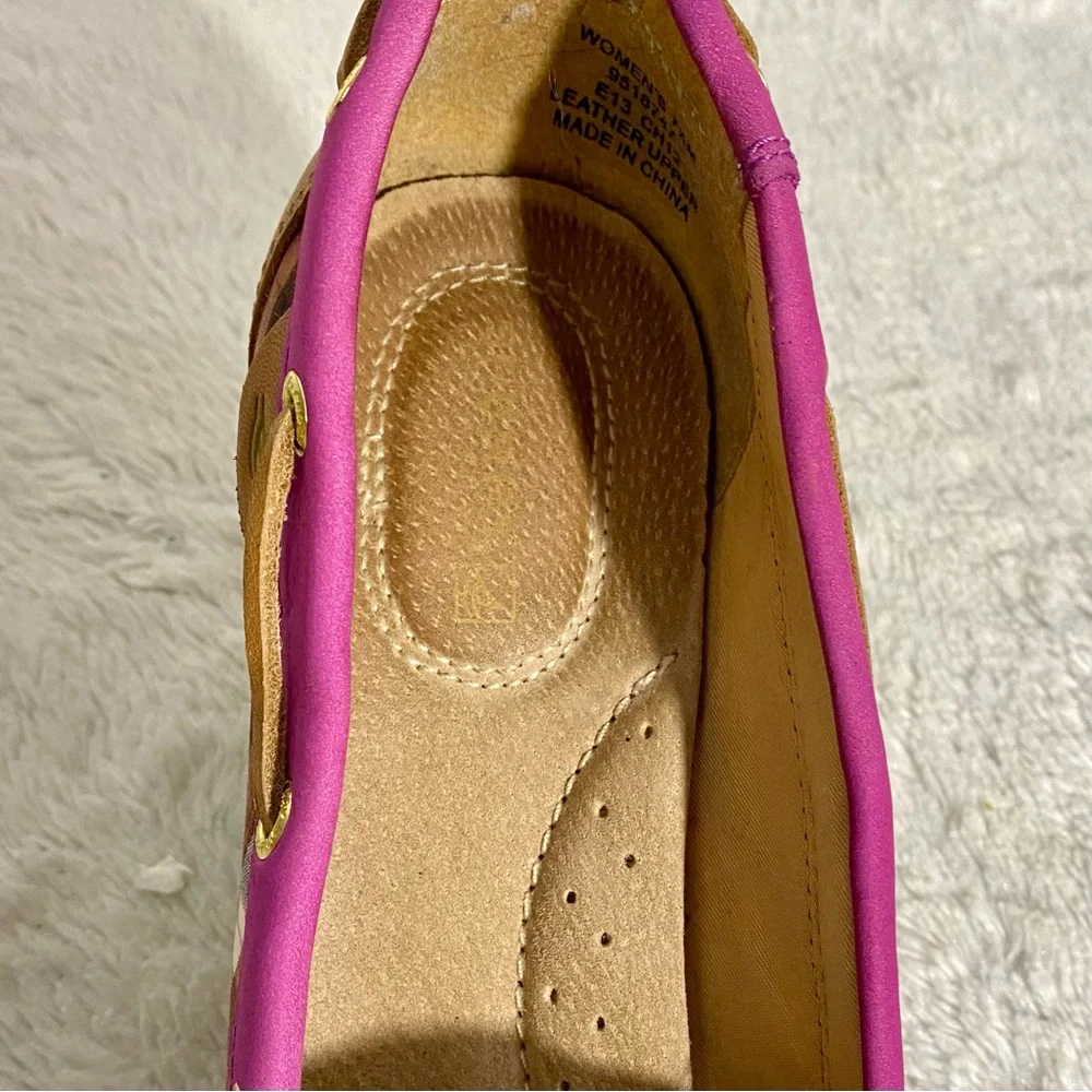 Sperry Top-Sider Goldfish Pink Tan Plaid Wedges Women’s Size 7.5M